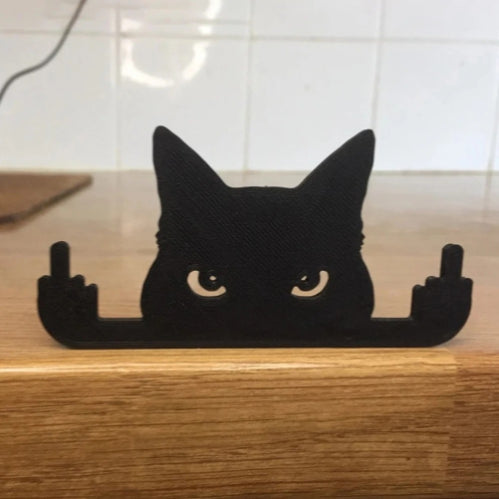 Lustige schwarze Katze Mittelfinger Dekoration Ornament