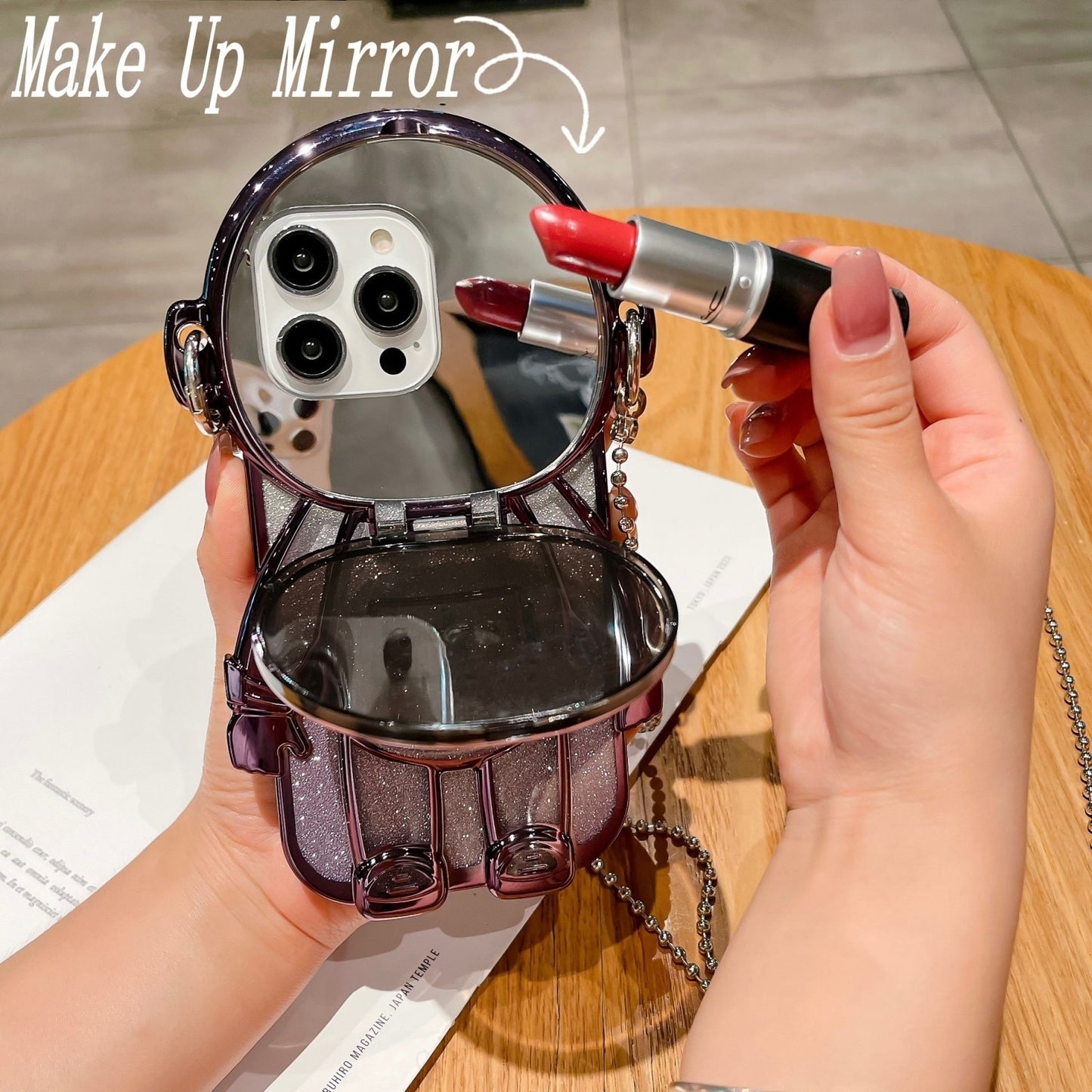 iPhone用グリッター宇宙飛行士電話ケース(レンズ保護ケース)