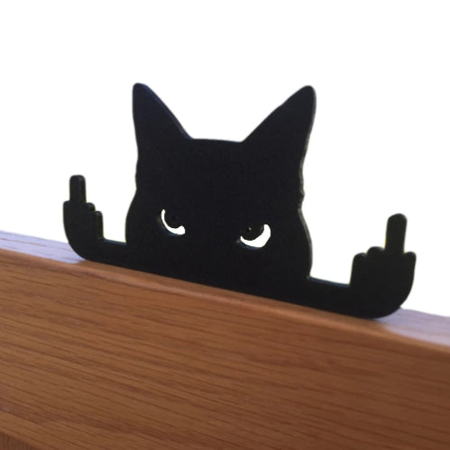 Lustige schwarze Katze Mittelfinger Dekoration Ornament