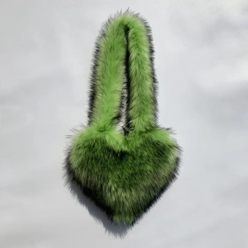 Heart Shaped Faux Fur Plush Bag