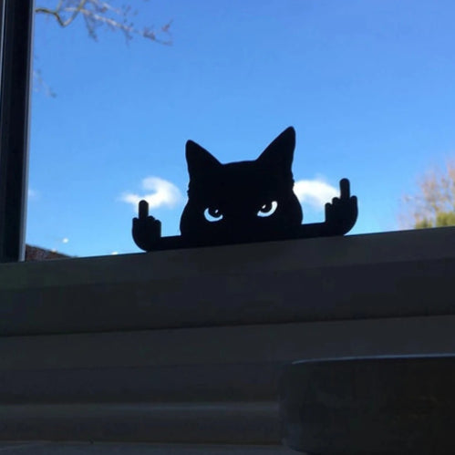 Lustige schwarze Katze Mittelfinger Dekoration Ornament