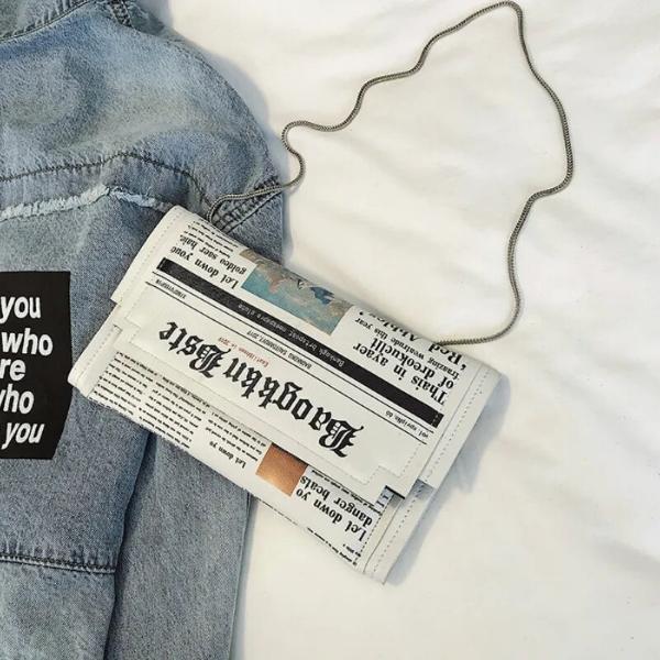 Fashion Newspaper Purse Clutch Bag