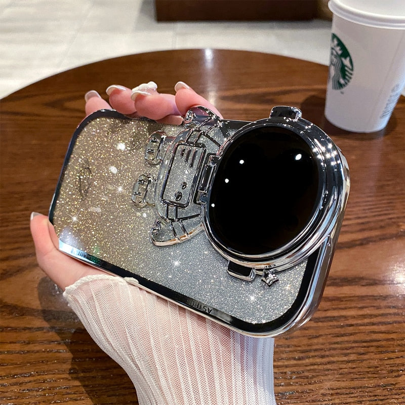 iPhone用グリッター宇宙飛行士電話ケース(完全保護)