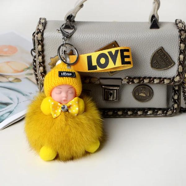 GRATIS GESCHENK Pompom Schlafendes Baby Plüsch Schlüsselanhänger