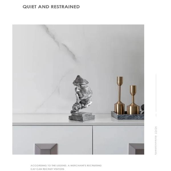 Nordische abstrakte Kunst-Denkerstatue & Schweigen ist Gold-Denkerstatue