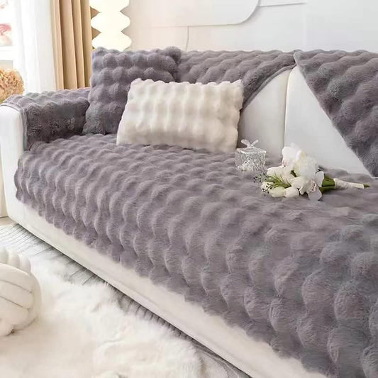 Cozy Rabbit Plush Non Slip Sofa Cover