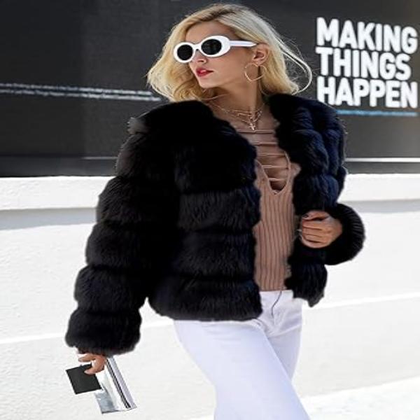 Women Luxury Winter Warm Fluffy Faux Fur Short Coat Jacket