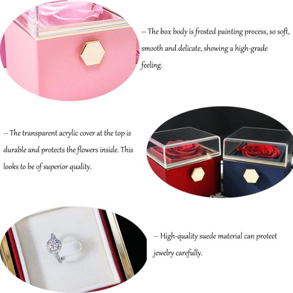 ROSEBOX Rotatable Preserved Rose Jewelry Box