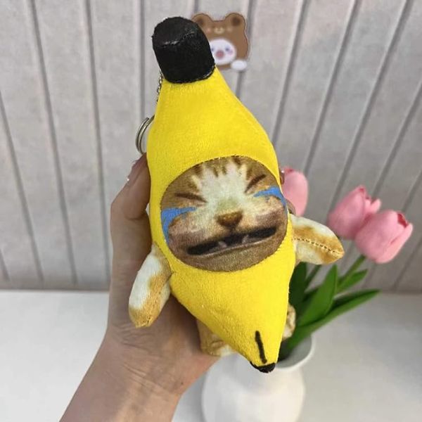 泣いているバナナ猫のぬいぐるみキーチェーン