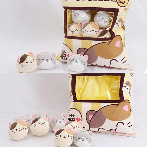 スナックピロー猫ぬいぐるみとクッキーチーズふわふわぬいぐるみ