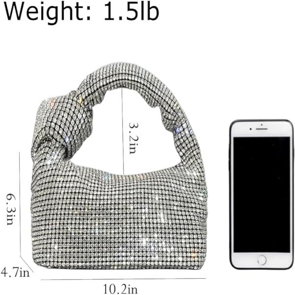 Rhinestone Knotted Handle Women Clutch Handbag