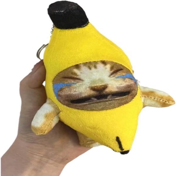 泣いているバナナ猫のぬいぐるみキーチェーン