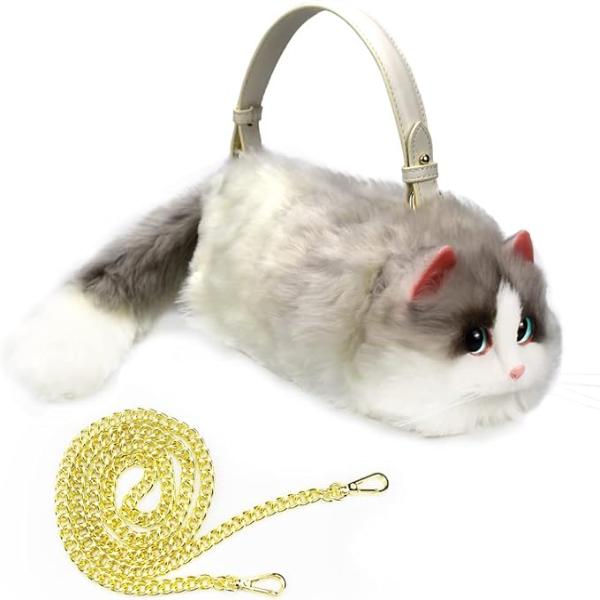 リアルなぬいぐるみキティの財布 3D猫型ハンドバッグ