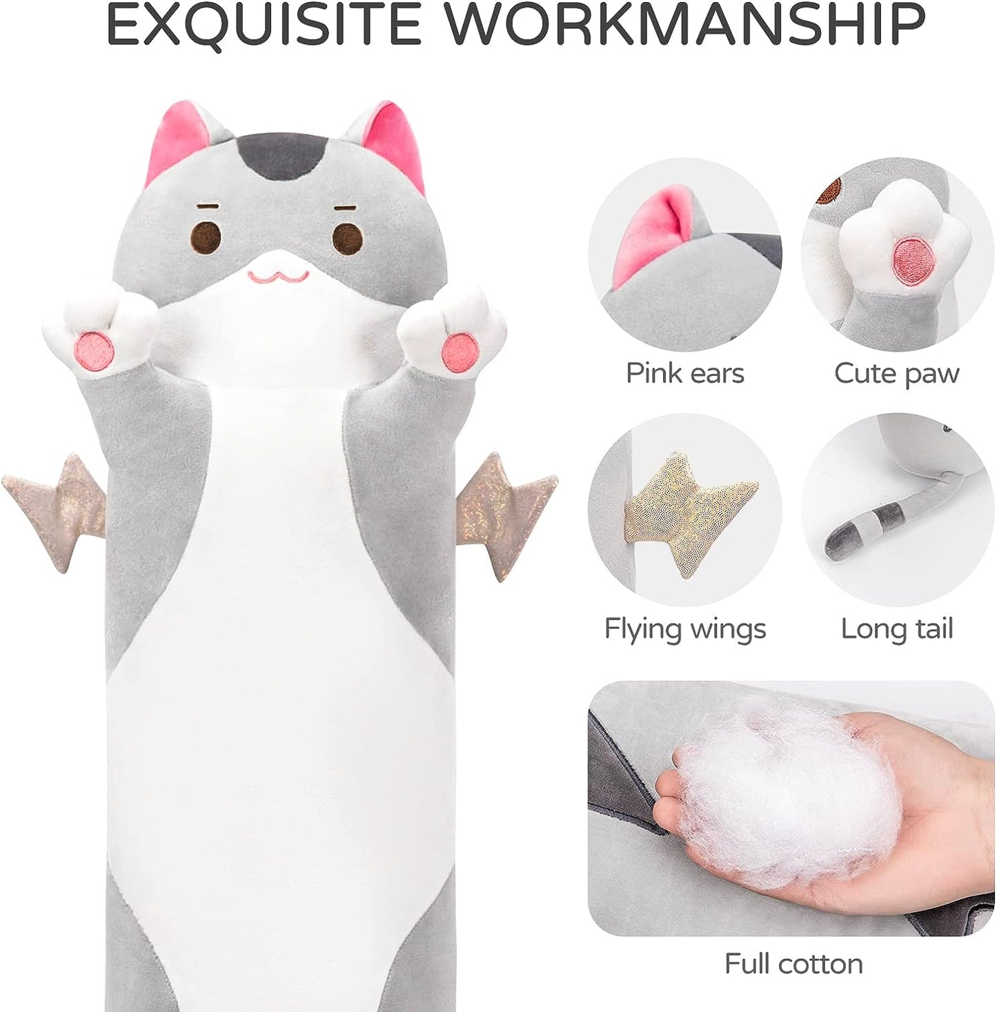 Long Cat Squishmallow Pillow