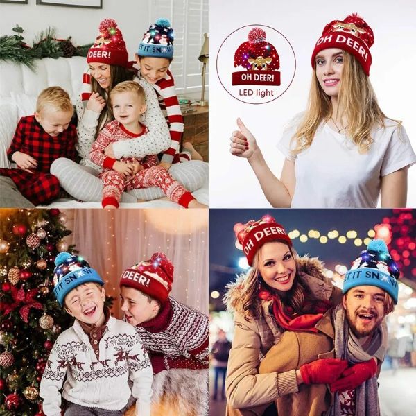Weihnachts-LED-Bean-Strickmütze