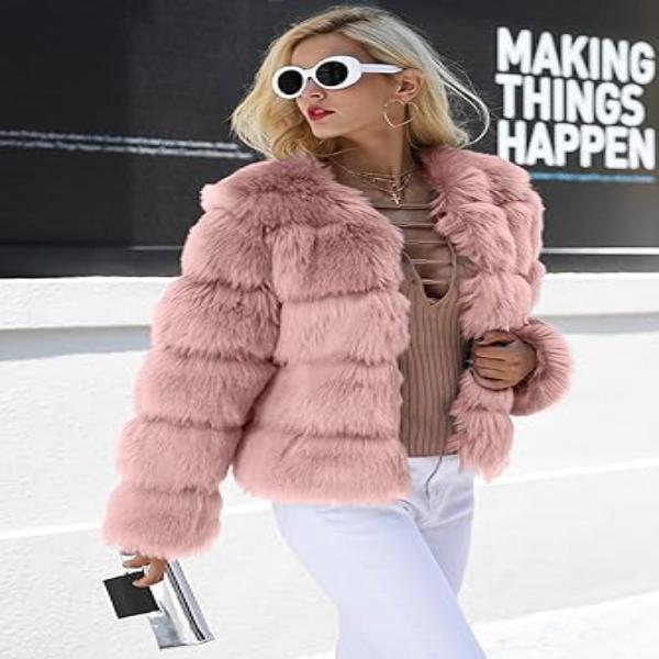 Women Luxury Winter Warm Fluffy Faux Fur Short Coat Jacket