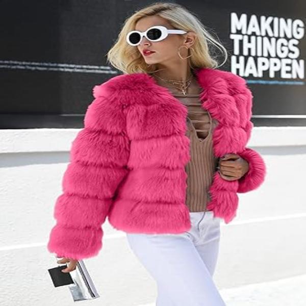 Women Luxury Winter Warm Fluffy Faux Fur Short Coat Jacket