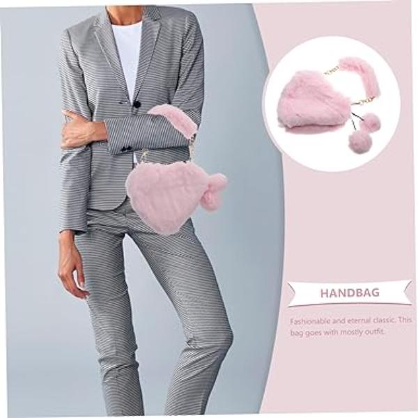 Heart Shaped Faux Fur Plush Bag