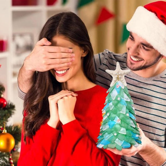 Handgemachter Weihnachtsbaum aus Seeglas