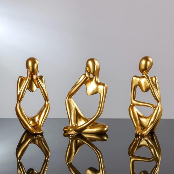 Nordische abstrakte Kunst-Denkerstatue & Schweigen ist Gold-Denkerstatue