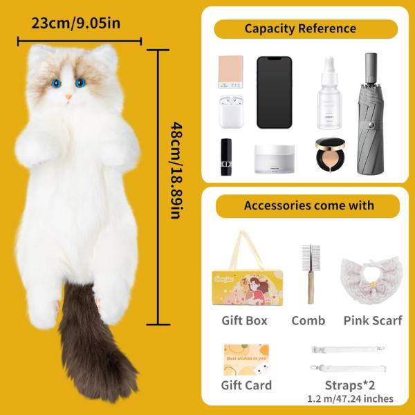 Ultra Realistic Handmade Ragdoll Plush Cat Bag