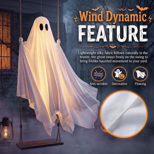 Lighted Swinging Ghost Halloween Decoration