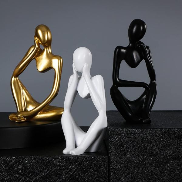 Nordische abstrakte Kunst-Denkerstatue & Schweigen ist Gold-Denkerstatue