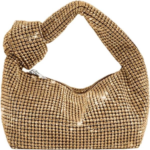 Rhinestone Knotted Handle Women Clutch Handbag