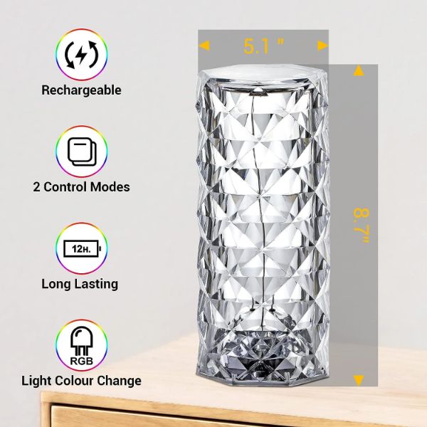 Touch Control Rose Crystal Lamp