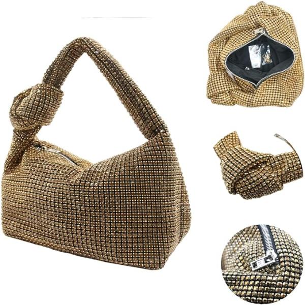Rhinestone Knotted Handle Women Clutch Handbag