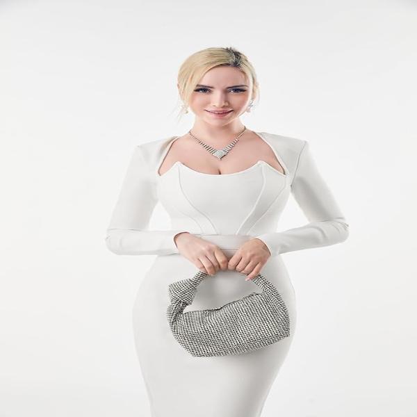 Rhinestone Knotted Handle Women Clutch Handbag