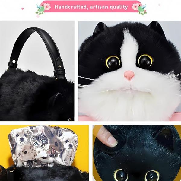 リアルなぬいぐるみキティの財布 3D猫型ハンドバッグ