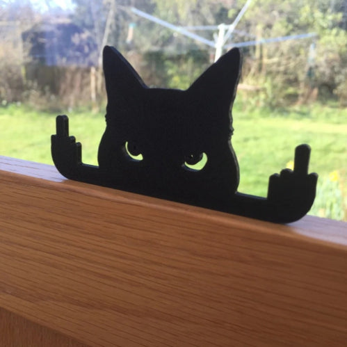 Lustige schwarze Katze Mittelfinger Dekoration Ornament