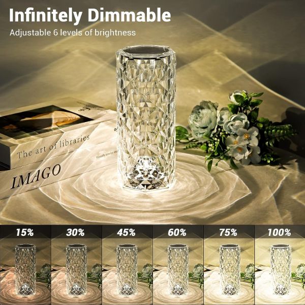 Touch Control Rose Crystal Lamp