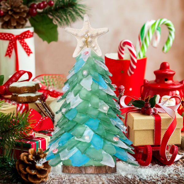 シーグラスの手作りクリスマスツリー