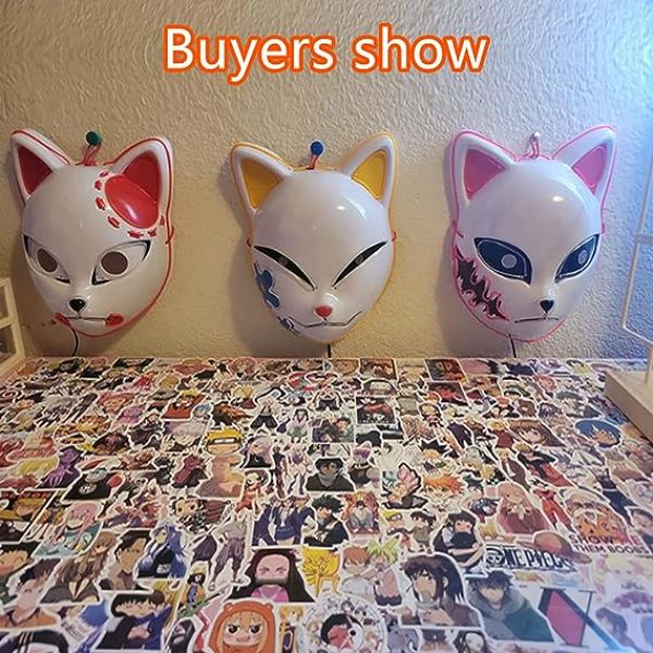 Halloween Demon Slayer Cat Face LED Mask