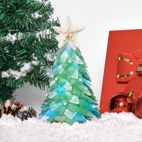シーグラスの手作りクリスマスツリー