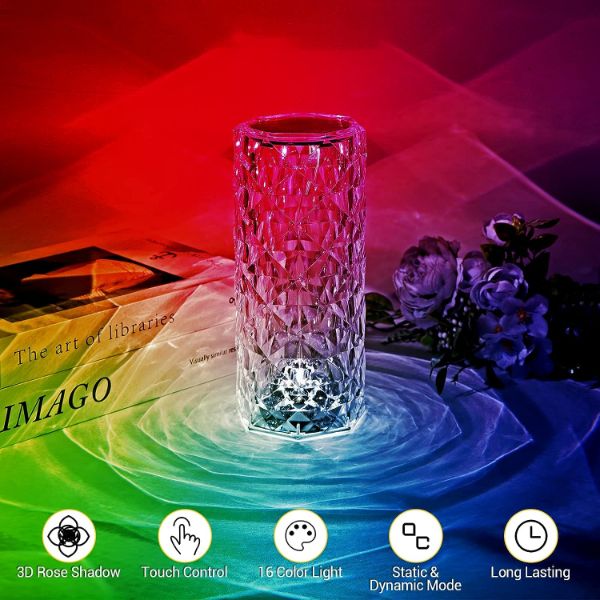 Touch Control Rose Crystal Lamp