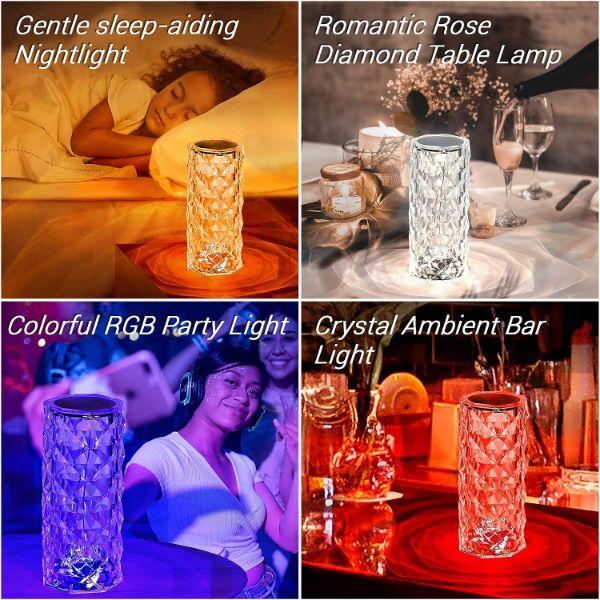 Touch Control Rose Crystal Lamp