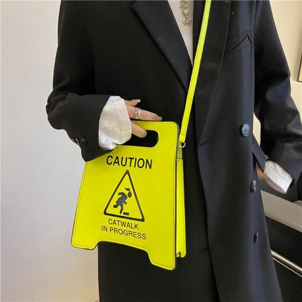 Novelty Caution Sign Tote Handbag