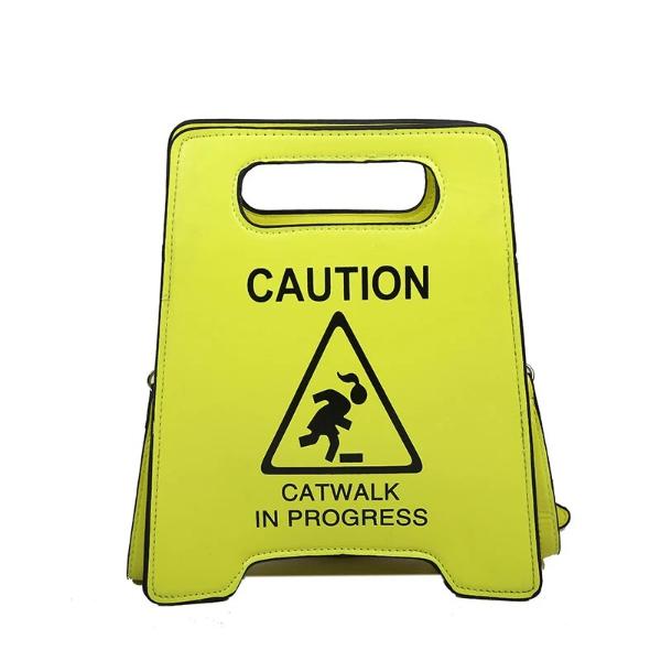 Novelty Caution Sign Tote Handbag