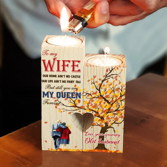 パーソナライズされたハート型の木製キャンドルホルダー