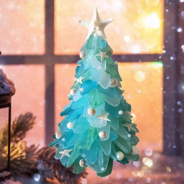 シーグラスの手作りクリスマスツリー