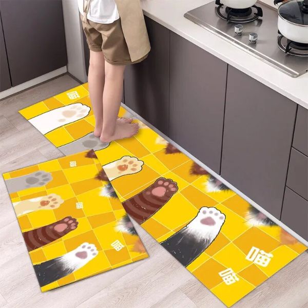 Cute Cartoon Cat Pattern Kitchen Living Room Carpet
