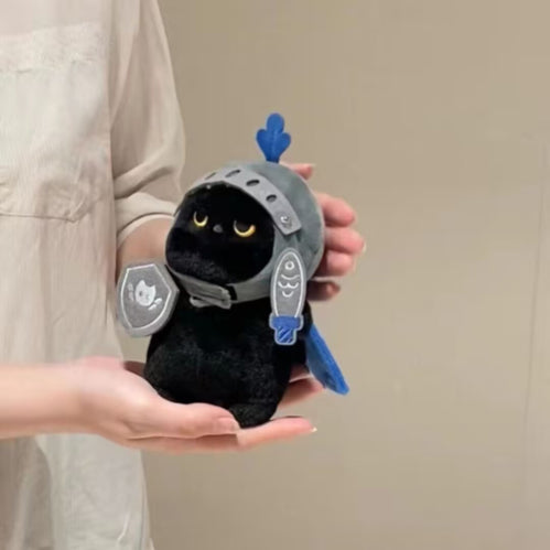 黒猫騎士のぬいぐるみ:あなたの忠実なファンタジー仲間