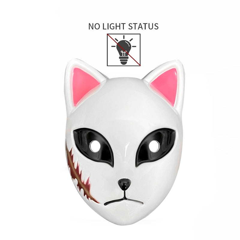 Halloween Demon Slayer Cat Face LED Mask