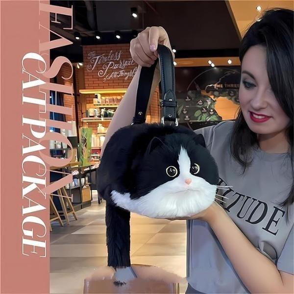 リアルなぬいぐるみキティの財布 3D猫型ハンドバッグ