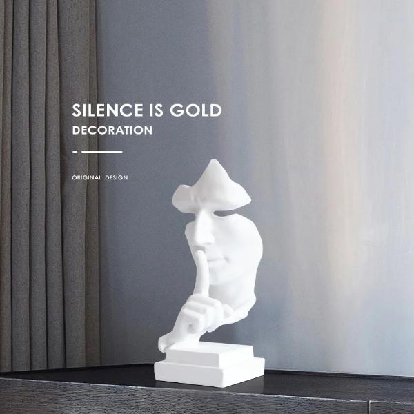 Nordische abstrakte Kunst-Denkerstatue & Schweigen ist Gold-Denkerstatue