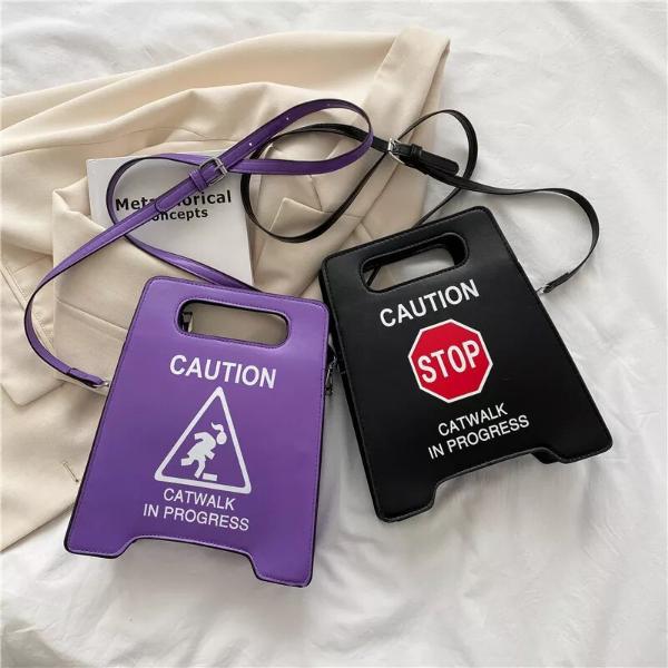 Novelty Caution Sign Tote Handbag