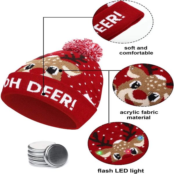 Weihnachts-LED-Bean-Strickmütze